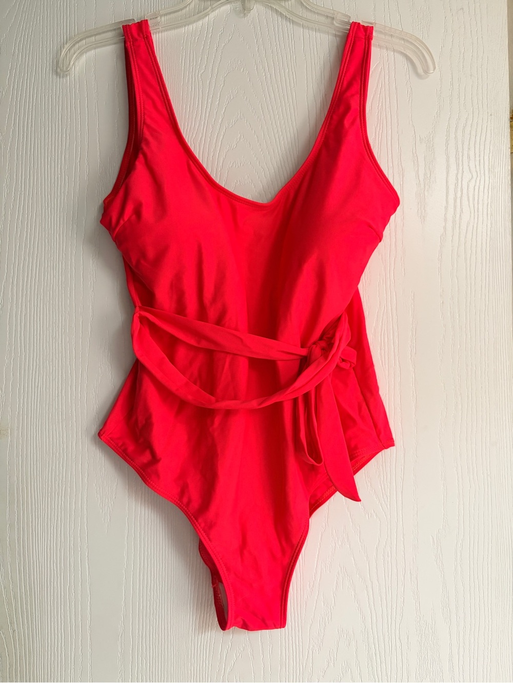 Coeur De Vague Women’s Bright Pink Swim Bodysuit with Waist Tie-NWOT